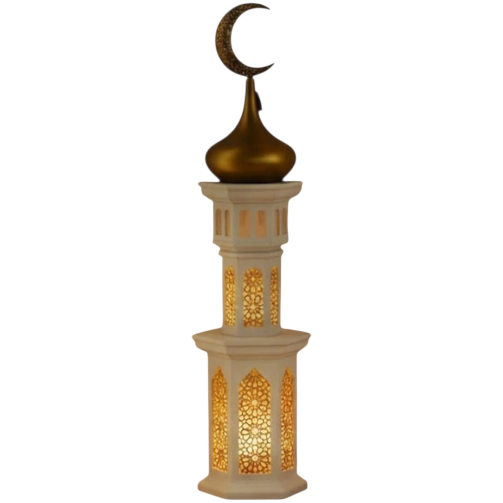 زينة رمضان - نموذج مئذنة ثلاثي الأبعاد فاخر مع إضاءة