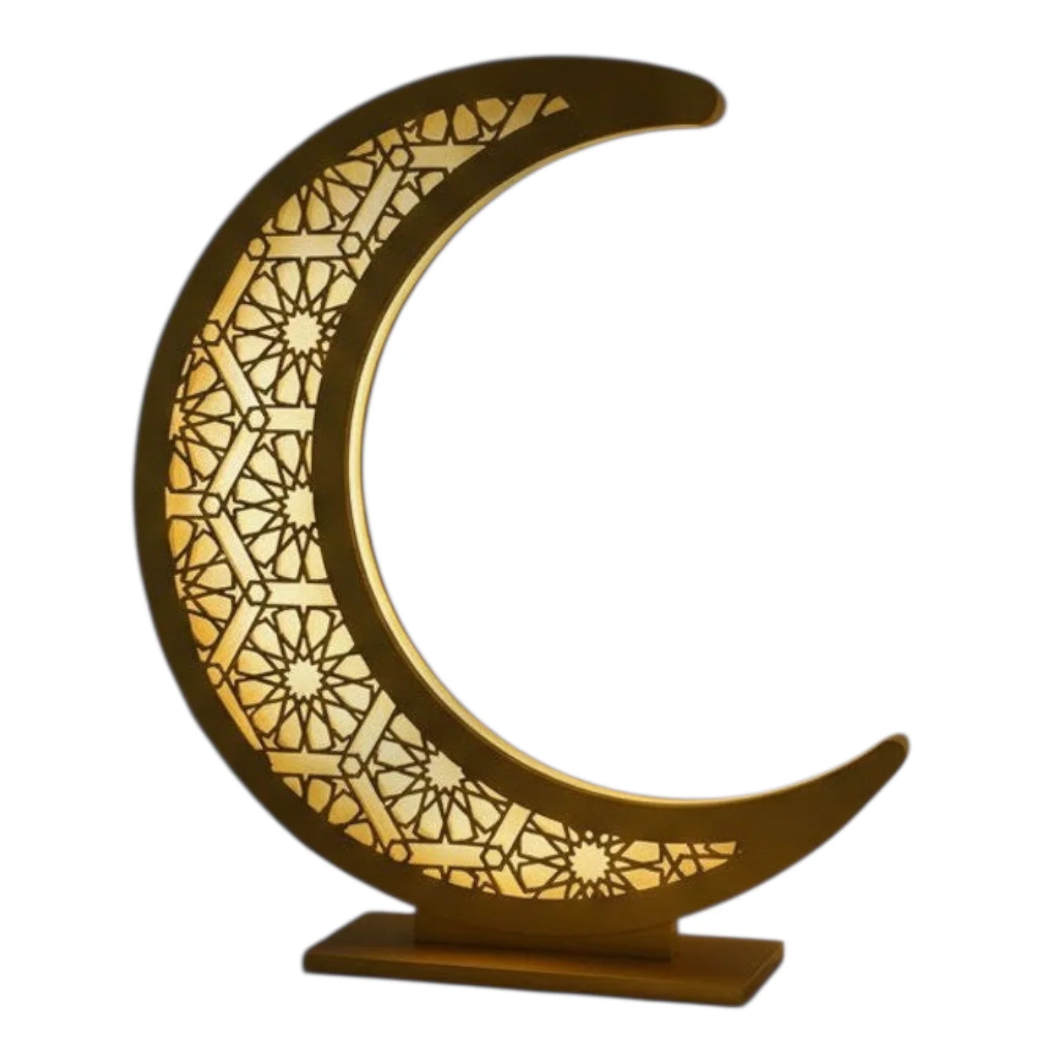 زينة رمضان - نموذج هلال ثلاثي الأبعاد فاخر مع إضاءة