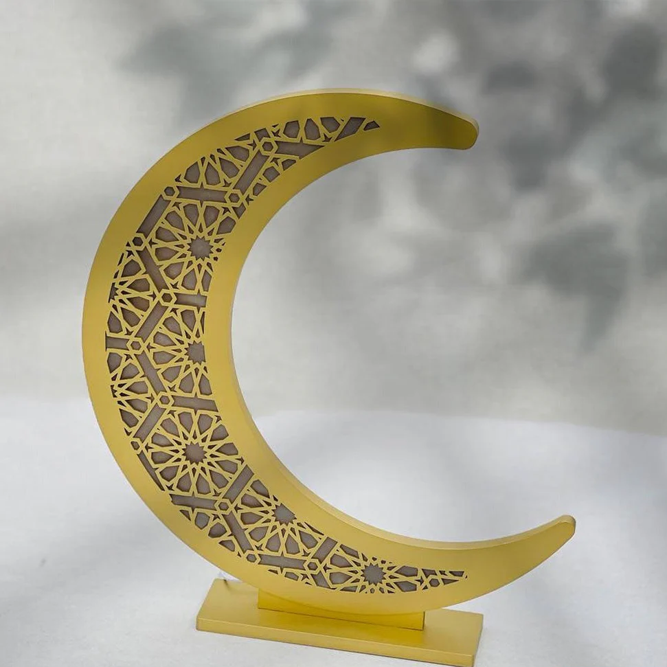 زينة رمضان - نموذج هلال ثلاثي الأبعاد فاخر مع إضاءة - Image 3
