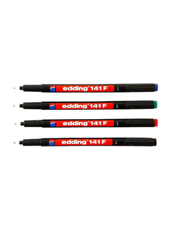 قلم تحديد متعدد الاستخدامات من إيدينج E-141 F/4 S Ohp برأس رفيع 0.6 مم، 4 قطع، أسود/أزرق/أحمر/أخضر - Image 2