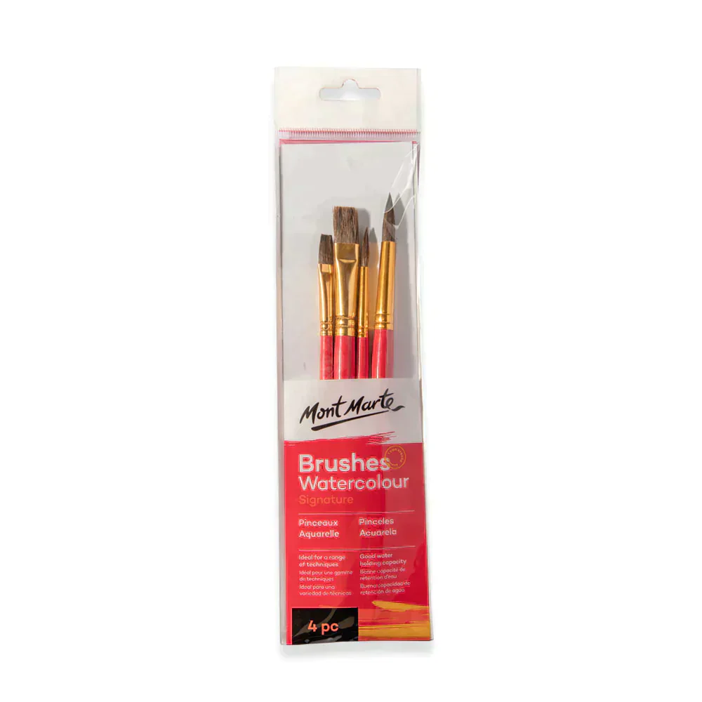 مجموعة فرش رسم من سلسلة معرض مونت مارتي - ألوان مائية، 4 قطع - BMHS0028