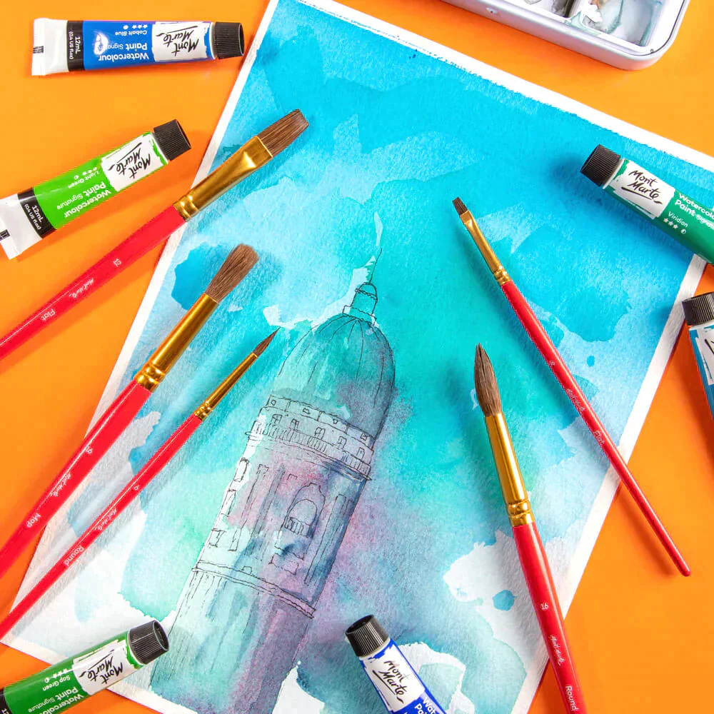 مجموعة فرش رسم من سلسلة معرض مونت مارتي - ألوان مائية، 5 قطع - Image 8