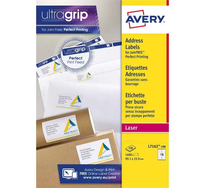 ملصقات عناوين بريدية ذاتية اللصق L7162-100، بتقنية ULTRAGRIP، 99.1 × 33.9 مم، 16 ملصقًا لكل ورقة، 100 ورقة في العبوة - Image 4