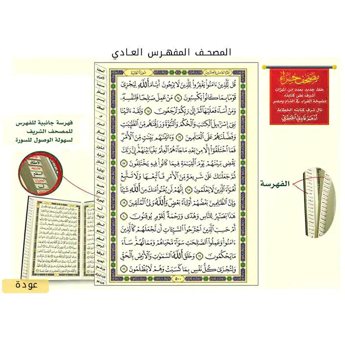 مصحف جوامعي مفهرس بالرسم العثماني ورق أبيض ٤ لون - Image 2