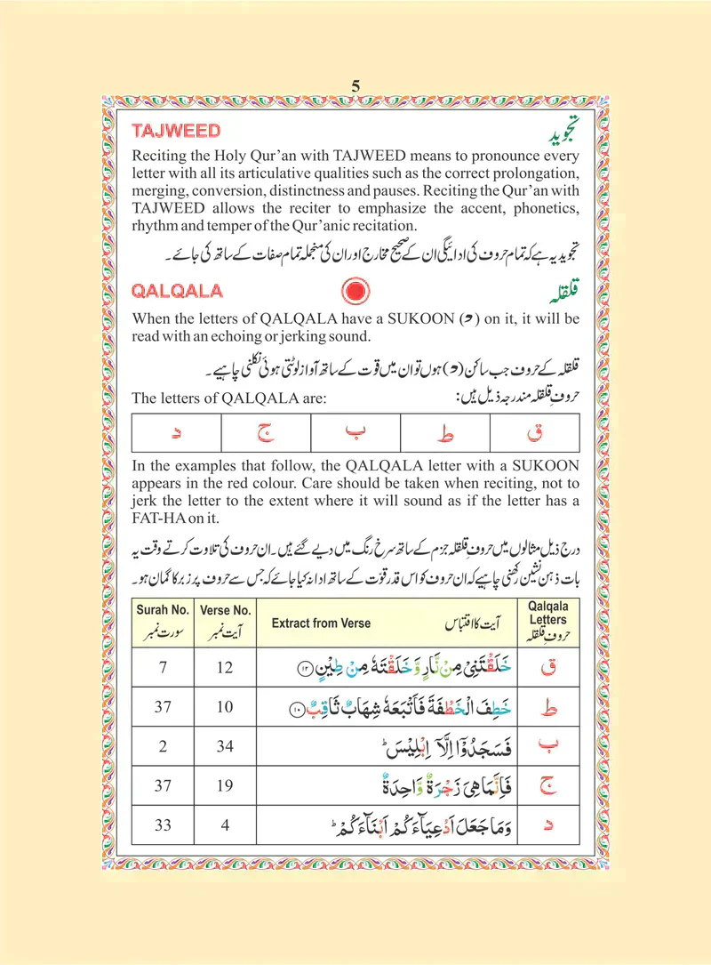 قواعد التجويد في القرآن الكريم - ١٥ سطرًا ملونًا - ١٤ × ٢٠ سم - الخط الهندي الباكستاني (رقم المرجع ١٢٣ CC) - Image 4